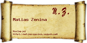 Matias Zenina névjegykártya